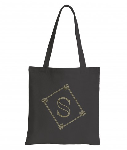 Personalised Elegant Eco-friendly Black Cotton Tote Bag with Initial